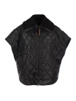 Moncler Teddy Neck Cape In Black