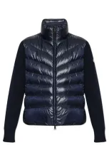 Moncler Zip Padded Cardigan In Blue