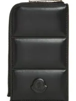 Moncler Quilted Leather Card Case In Black