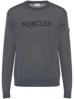 Moncler Logo-print Wool Jumper In Grey