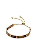 Monica Vinader Gold Delphi Gemstone Friendship Bracelet Tigers Eye In 褐色