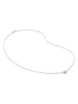 Monica Vinader Lab-created Diamond Heart Charm Necklace In Silver