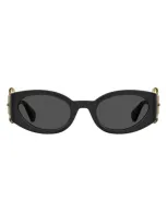 Moschino 53mm Round Sunglasses In Black Gold