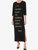 Moschino Text-print Round-neck Dress In Black