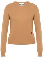 Moschino Heart-motif Crew-neck Jumper In Neutrals