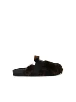 Moschino Brown Leather Blend Slippers