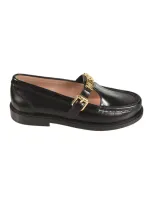 Moschino Logo Lettering Leather Loafers In Black