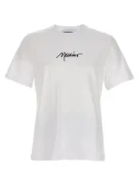 Moschino Logo Embroidery T-shirt In Bianco