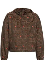 Moschino Monogrammed Zip In Brown