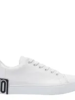 Moschino White Logo Heel Low Sneakers