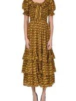 Muzungu Sisters Lola Bengala Tiger Dress In Yellow