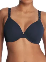 Natori Pure Luxe Underwire T-shirt Bra In Midnight Navy/black