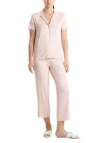 Natori Short Sleeve Pajama Set In Cameo Rose