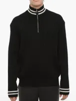 Neil Barrett Striped-trim Half-zip Jumper In Nero