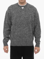 Neil Barrett Wool And Nylon Crew-neck Sweater With Cut Out Detail In Gray