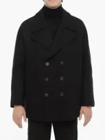 Neil Barrett Wool Blend Double Breasted Peacoat In Black