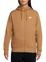 Nike Men's  Sportswear Club Fleece Full-zip Hoodie In Tan/white