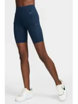 Nike Dri-fit Firm Support High Waist Biker Shorts In Armory Navy/ Black