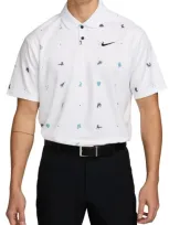 Nike Icon Print Dri-fit Golf Polo In White/black