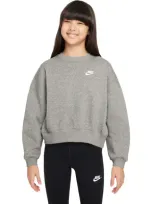 Nike Kids' Sportswear Club Fleece Crewneck Sweatshirt In Dark Grey Heather/white