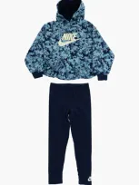 Nike Kids' Leggings And Floral-motif Fresh Cut Hoodie Set