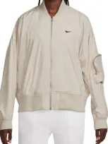 Nike Sportswear Essentials Oversize Bomber Jacket In Light Orewood Brown/black