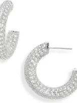 Nordstrom Chunky Pavé Hoop Earrings In Clear- Silver