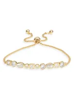 Nordstrom Cubic Zirconia Bar Slider Bracelet In Clear- Gold