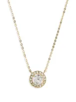 Nordstrom Cubic Zirconia Pendant Necklace In Clear- Gold