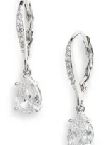 Nordstrom Pear Cubic Zirconia Drop Earrings In Clear- Silver