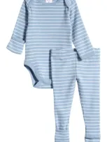 Nordstrom Babies'  Stripe Bodysuit & Convertible Footed Pants Set In Blue Worn Brett Stripe