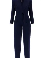 Norma Kamali Double-breasted Straight Leg Jumpsuit In Blue