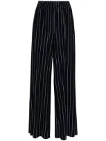 Norma Kamali Pinstripe Boyfriend Elephant Sweatpants In Blue