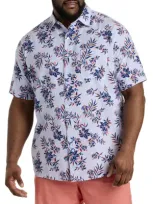 Oak Hill By Dxl Floral Print Seersucker Sport Shirt In Blue Orange