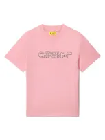 Off-white Kids' Big Bookish Cotton T-shirt In Pink