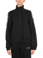 Off-white Felpa Con Bande Logate In Black