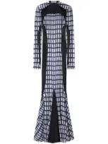 Off-white Geometric-print Maxi Dress In Blue