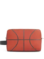 Off-white Leather Basketball Toiletry Bag In Orange