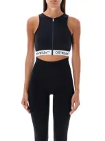 Off-white Logo Band Zipped Rowing Sporty Top In Black