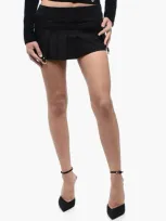 Off-white Black Pleated Mini Skirt With Buckles And Belts