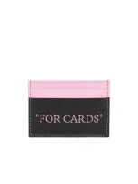 Off-white Quote Card Case In Black & Rose Pink