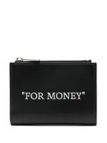 Off-white Slogan-print Leather Wallet In Black