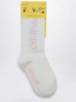 Off-white Kids' White Socks With Logo In Pink