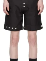 Olly Shinder Black Press-stud Shorts