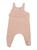 One More In The Family Kids' Overall W/feet Opened With Nickel Free Poppers In White