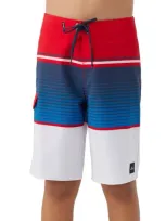 O'neill Kids' Lennox Stripe Board Shorts In Red White Blue