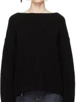 Open Yy Black Damaged Heart Sweater