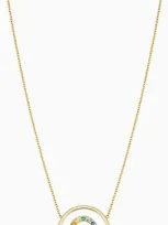 Oradina Women's 14k Yellow Gold, Multistone Double Rainbow Necklace