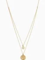 Oradina 14k Yellow Gold Greek Medallion Layered Necklace