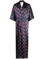 Ozwald Boateng Printed Silk Kimono Dress In Multicolour